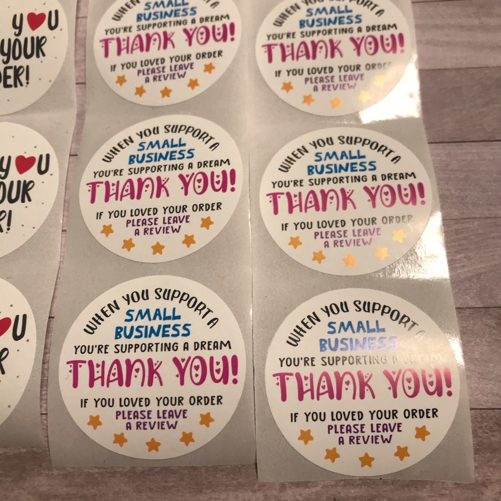 4x$20 || 100 mixed thank you stickers 50/50 size 1.5 - Picture 5 of 9